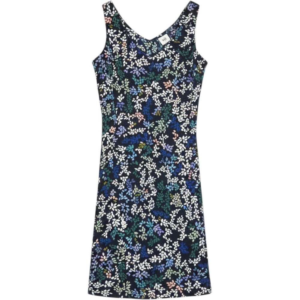 Cabi Foliage Print Sleeveless V-Neck Sheath Dress Navy Blue Floral XS 5427